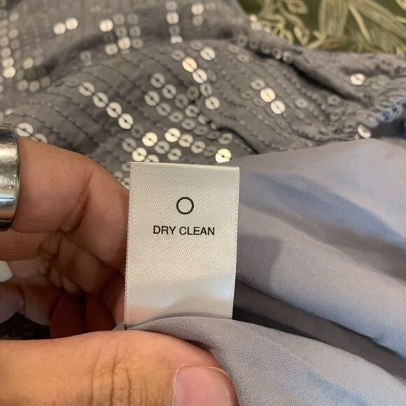 Michael Stars Womens Silver Gray Sleeveless Silk Sequin Gathered Hem Top XS - Picture 4 of 8